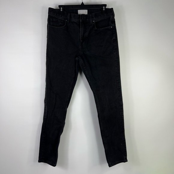 Everlane Mens Slim Skinny Jeans Black Stretch Classic Rise Pockets Denim 33 x 32